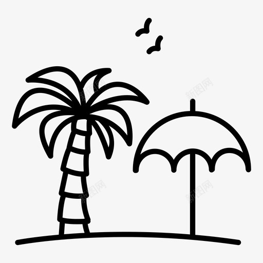 沙滩伞海边度假图标svg_新图网 https://ixintu.com plam 图标 度假 沙滩 海滩 海边