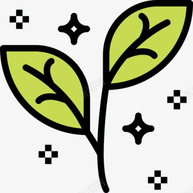 植物水疗18线性颜色图标图标