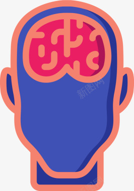大脑人脑42线性颜色图标图标