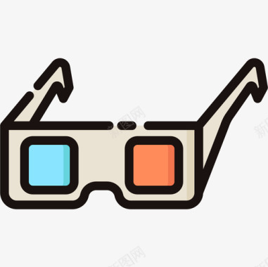 3d眼镜电影院80线性彩色图标图标