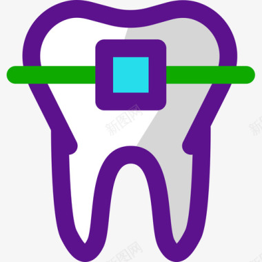 牙齿解剖学4线颜色图标图标