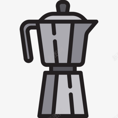 水壶咖啡店77线性颜色图标图标
