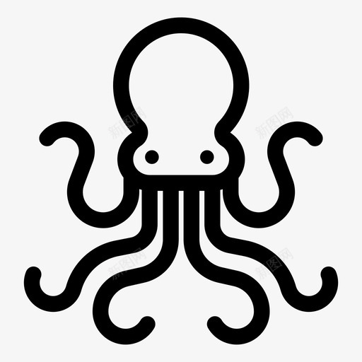 章鱼海洋软体动物图标svg_新图网 https://ixintu.com 动物 夏季 户外 海洋 章鱼 触角 软体