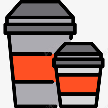 咖啡杯食品和饮料7线性颜色图标图标