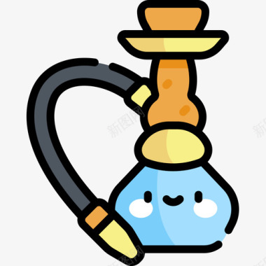 Hookah嬉皮士17线性颜色图标图标