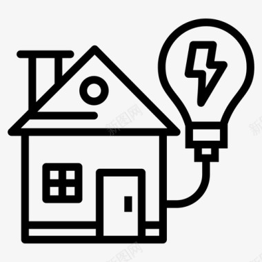 家用电家庭能源发电厂图标图标