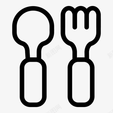叉子和勺子婴儿勺子儿童图标图标