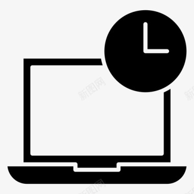 笔记本电脑时间时钟小时图标图标