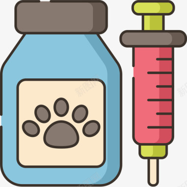 疫苗兽医36线性颜色图标图标