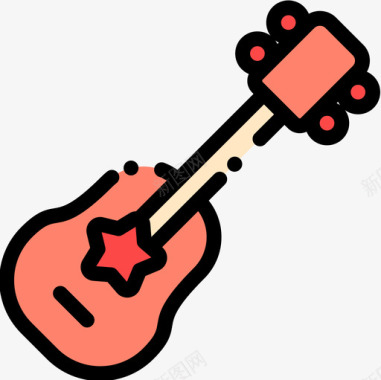 吉他圣诞玩具13线性颜色图标图标