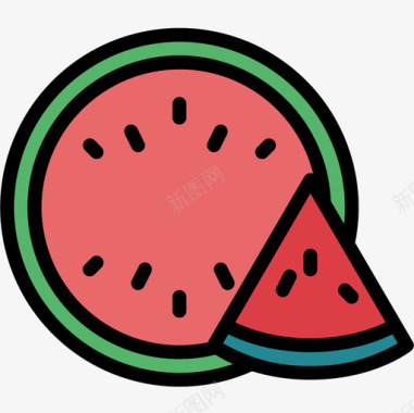 西瓜食品饮料3线颜色图标图标