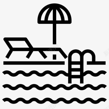 游泳池凉爽雨伞图标图标