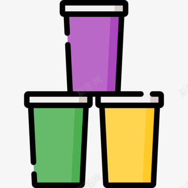 塑料杯mardigras14线性颜色图标图标