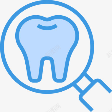 检查牙齿34蓝色图标图标