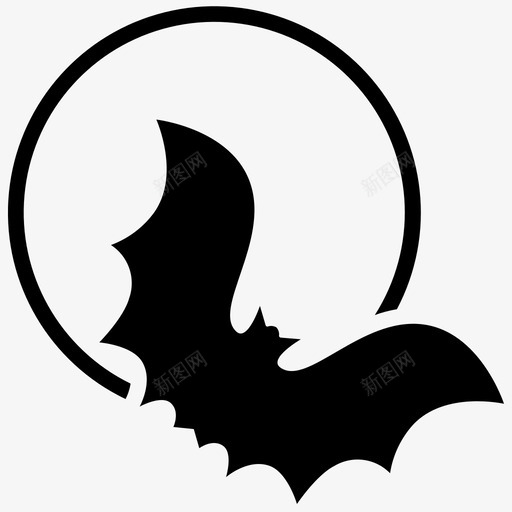 恐怖之夜蝙蝠万圣节图标svg_新图网 https://ixintu.com 万圣节 恐怖之夜 月亮 蝙蝠