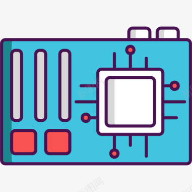 主板计算机科学3线性颜色图标图标