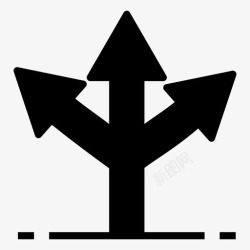 三向三向交叉口方向箭头路径图标高清图片