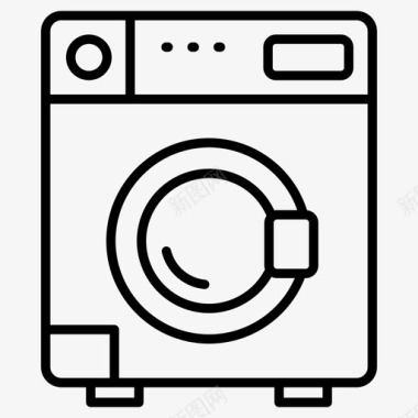 洗衣机清洗线向量图标集图标