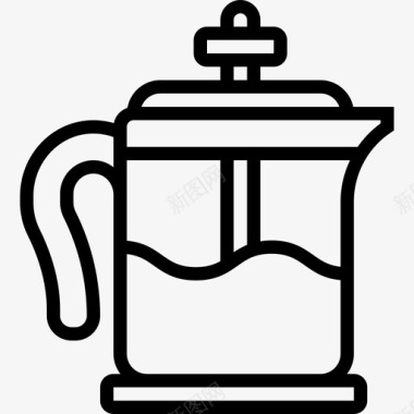 法式印刷机咖啡61直线式图标图标