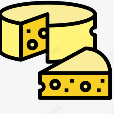 奶酪面包店76线性颜色图标图标