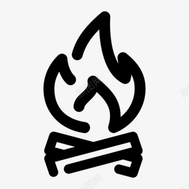 营火燃烧原木图标图标