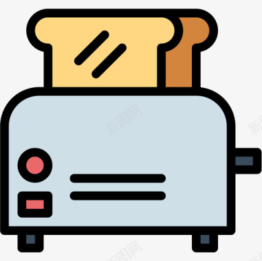 烤面包机厨房工具19线性颜色图标图标