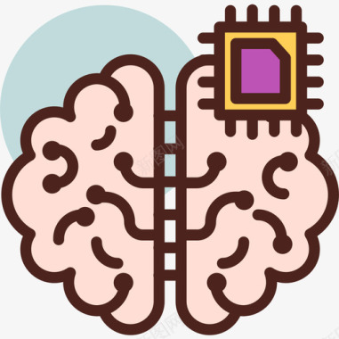 大脑人工智能56线性颜色图标图标