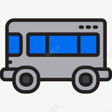 巴士生活方式4线条颜色图标图标