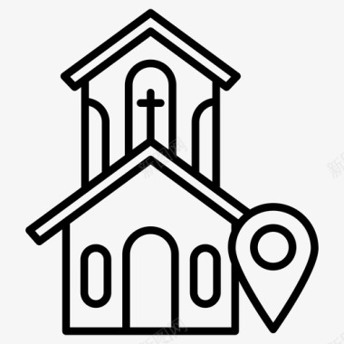 教堂定位建筑导航教堂导航图标图标