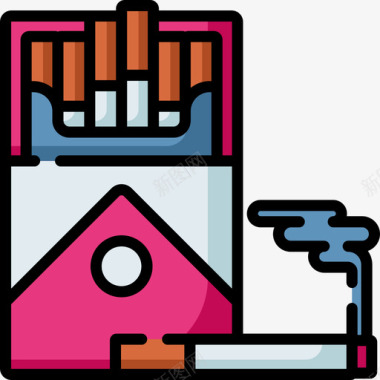 香烟嘻哈24支线性颜色图标图标