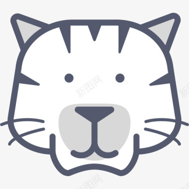 老虎动物45线性颜色图标图标