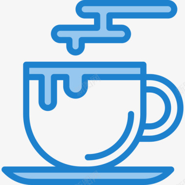 热咖啡76号咖啡厅蓝色图标图标