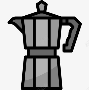 莫卡壶咖啡37线性颜色图标图标