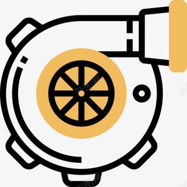 涡轮发动机汽车服务3黄色阴影图标图标