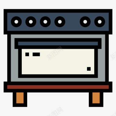 烤箱家具113线性颜色图标图标