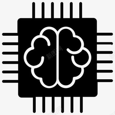 脑芯片人工智能脑智能图标图标