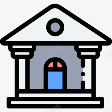 建筑与城市银行业72线性色彩图标图标