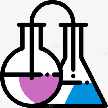 烧瓶研究科学9颜色省略图标图标