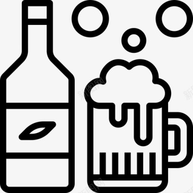 啤酒烧烤和烧烤派对直系图标图标