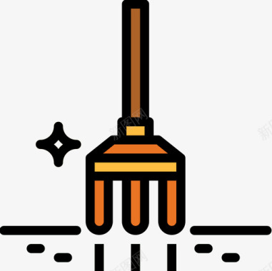 叉子园艺工具4线颜色图标图标
