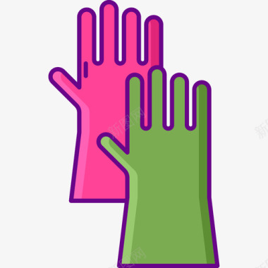 清洁手套57线性颜色图标图标