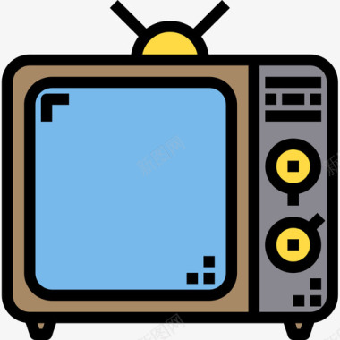 电视机家用电器13线性彩色图标图标
