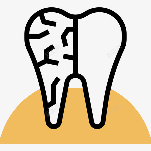腐烂牙齿21黄色阴影图标svg_新图网 https://ixintu.com 牙齿 腐烂 阴影 黄色