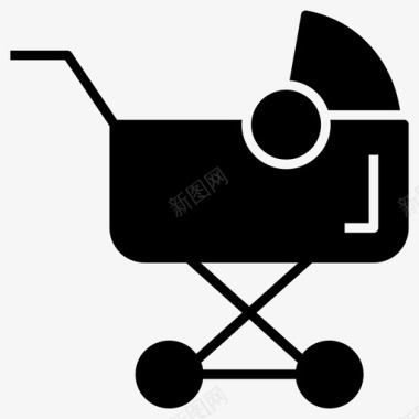 婴儿车婴儿床婴儿字形标集图标图标