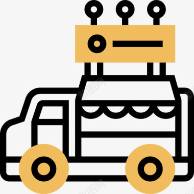汽车街头食品和食品卡车司机3黄色阴影图标图标