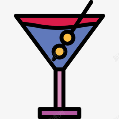 马提尼36号酒吧直线颜色图标图标