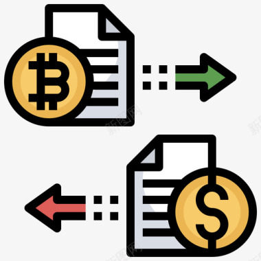 货币兑换比特币95线性颜色图标图标