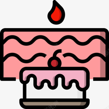 生日蛋糕生日派对28线性颜色图标图标