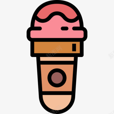 冰淇淋冰淇淋18线性颜色图标图标