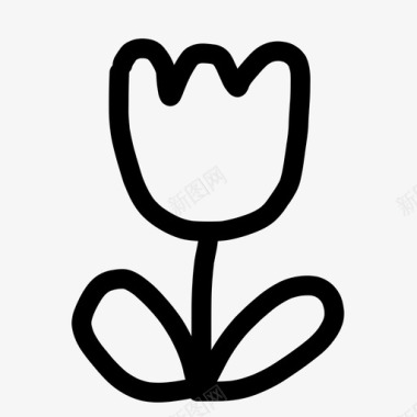 郁金香植物涂鸦图标图标